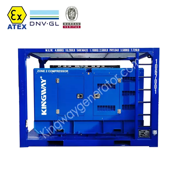 Kingway ATEX Explosion Proof 190CFM Zone 2 Hazardous Area Diesel Altas Copco Air Compressor  